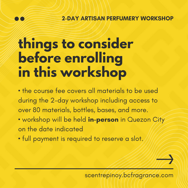 2-day Artisan Perfumery Workshop (APF Level 1 Certification)