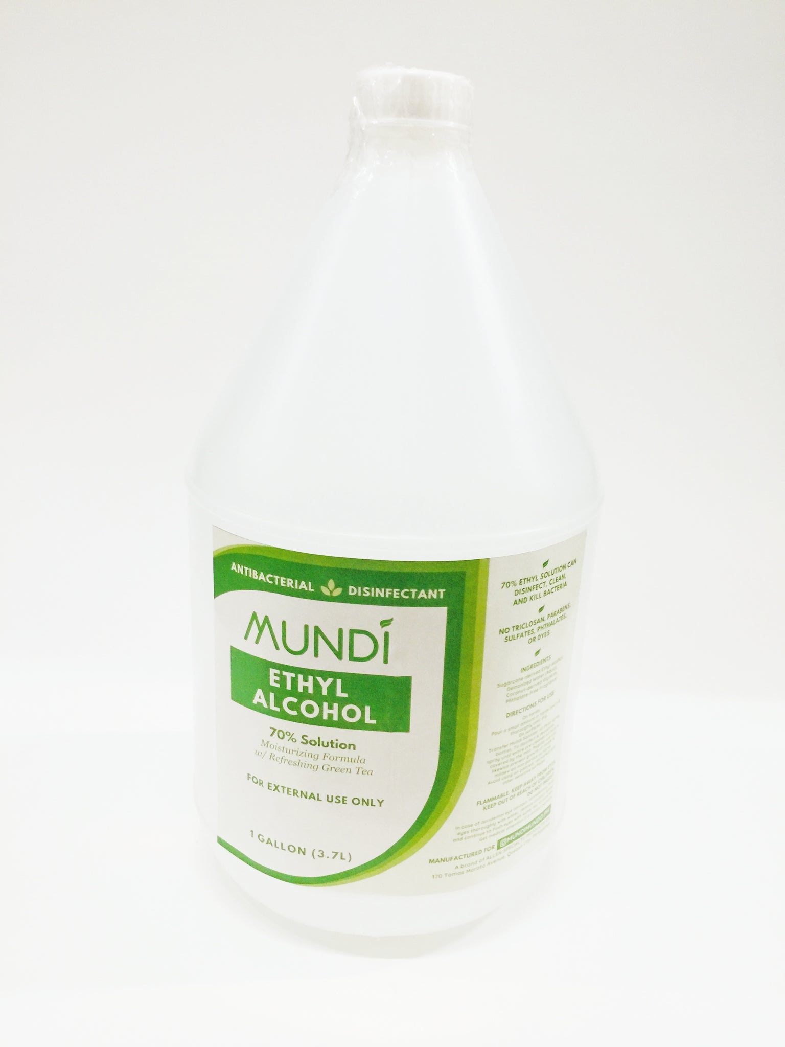 Mundi 70% Sugarcane Ethyl Alcohol Solution - Unscented (1 Gallon)