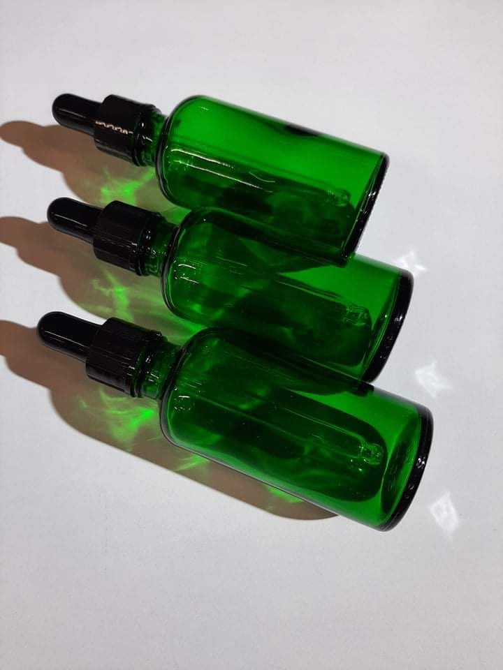 50ml Green Glass Bottle w/ Black Dropper